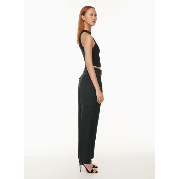 NWOT Aritzia BABATON Sculpt Knit Black Ribbed Cropped Halter Tank Top, Size L - Picture 11 of 14